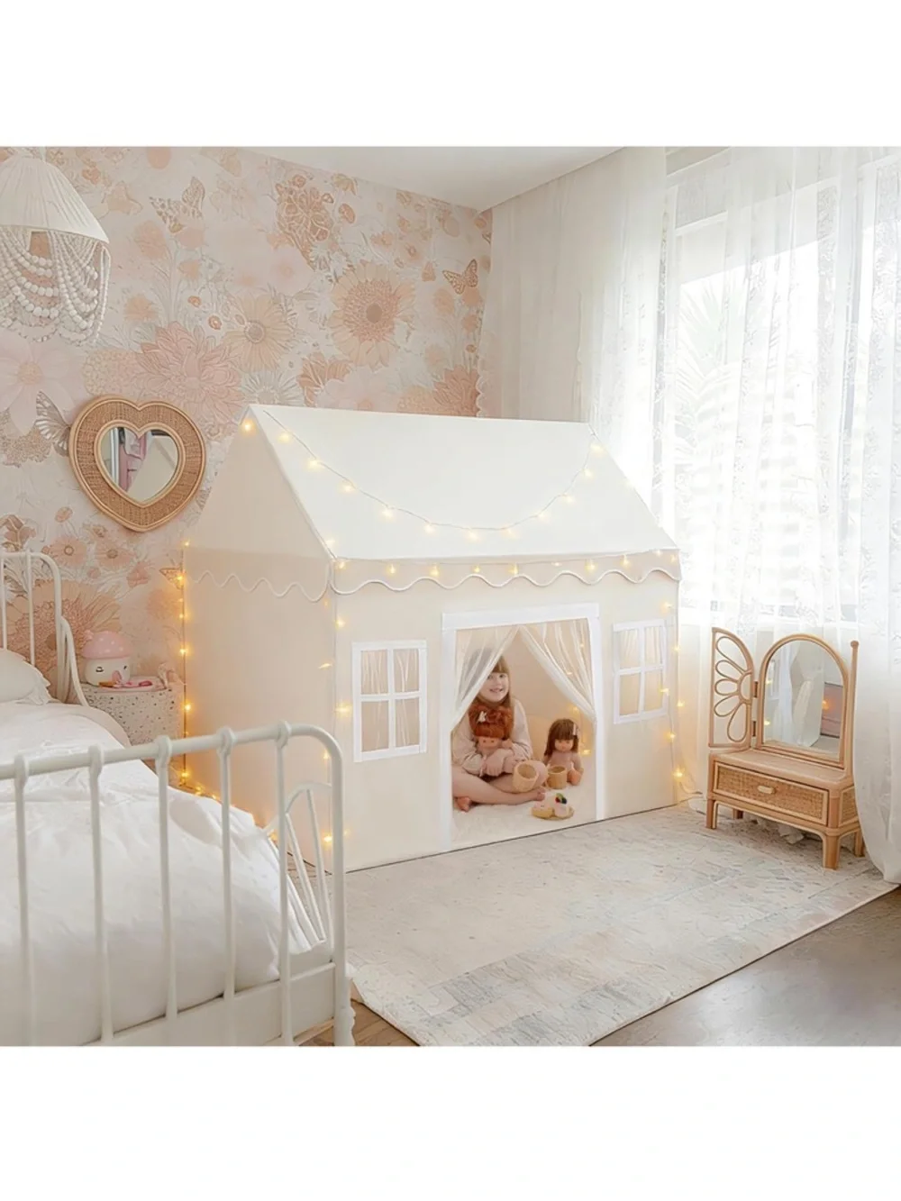 Tiny Land Playhouse Tent - Cream Kids Indoor Play Tent - Picture 3 of 4